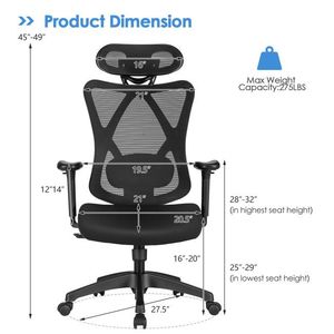Sedia Direzionale Ergonomica con Schienale Alto in Rete e Supporto Lombare Regolabile per Gamer - Product Image 3