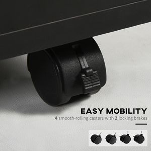 Mobiletto Organizzatore Moderno Nero con Cassetto, Supporto per Stampante in Plastica e Ruote per Ufficio, Soggiorno e Organizzazione Attrezzi - Product Image 6