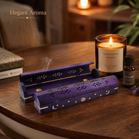 Plateau décoratif en bois artisanal pour cendres d'encens, porte-encens en bois imprimé, méditation, aromathérapie, décoration intérieure, cadeau