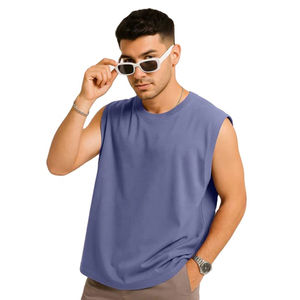 Débardeur d'été unisexe en coton tricoté blanc uni de haute qualité pour hommes et femmes, avec col en V évidé, idéal pour l'entraînement estival - Product Image 1