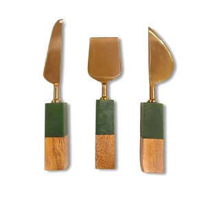 Ensemble trancheur à fromage et épandeur à beurre en acier inoxydable avec poignées en marbre blanc et noir, compatible lave-vaisselle, pour utilisation sur table à manger - Product Image 3