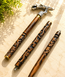 Handcrafted <b>Wooden</b> Walking Cane with Dragon Style Ornamental <b>Handle</b> Vintage Decorative Walking Stick Collector Gift - Product Image 3