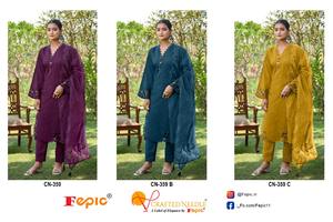 Ensemble élégant SLURB Shalwar Kameez avec organza brodé Dupatta Ensemble 3 pièces parfait pour les fêtes et toutes les occasions - Product Image 4