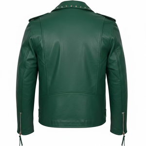 Blouson en cuir de vachette original pour femme, style motard, clouté, écologique, pour l'hiver, décontracté, vente directe d'usine en gros - Product Image 2