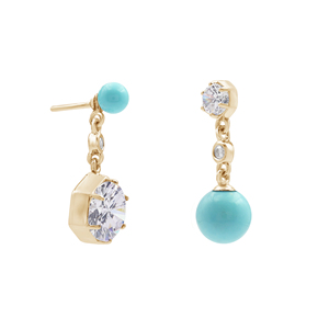 Fashionable Natural White Topaz & Turquoise Gemstone Prong Setting Drop <b>Earring</b> Solid 925 Sterling Silver <b>Fine</b> <b>Earring</b> For Women - Product Image 3