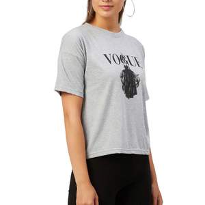 Camiseta de Algodón con Estampado Gráfico para Mujer, Manga Corta, Cuello Redondo, Estilo Casual, Talla Grande, Venta al Por Mayor OEM - Product Image 4