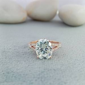Bague de fiançailles et de mariage classique pour femme, diamant ovale 2 carats, solitaire fin, VVS, or massif 14 carats, certifié IGI - Product Image 1