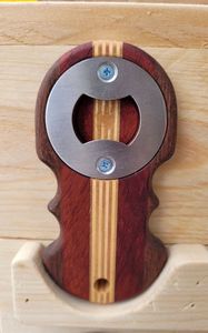 Ouvre-bouteille en bois avec poignée en bois, ouvre-boîte en acier inoxydable, logo personnalisé pour la bière - Product Image 2