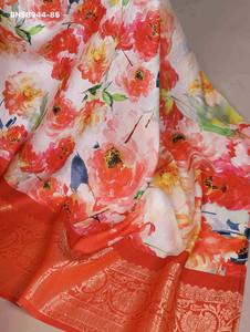 Meilleure collection de saris et chemisiers en soie Tussar avec bordure en viscose et imprimé floral – Dernière tenue indienne – Exportateur indien - Product Image 2