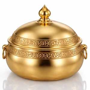 Cazuela Aislada de Lujo con Acabado Dorado y Tapa Abombada en Relieve, Olla de Acero Inoxidable para Mantener la Comida Caliente, para Buffet de Hotel - Product Image 5