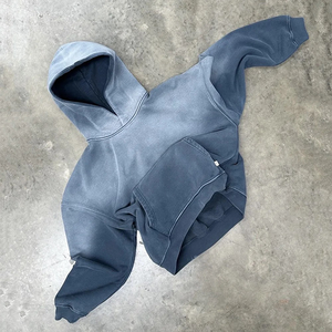 เสื้อฮู้ดดี้สตรีทแวร์แบบสั่งทำพิเศษ ทรงโอเวอร์ไซส์ ผ้าเฟรนช์เทอร์รี่หนานุ่ม สไตล์วินเทจ ล้างสีแบบแอซิดวอช ผ้าฝ้ายแท้ 100% - Product Image 4