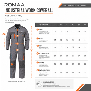 Grey Charcoal Orange Industrial Work Coverall Heavy Duty Mechanic Overall with Cargo Pockets Reinforced <b>Knees</b> Front Zipper - Product Image 4