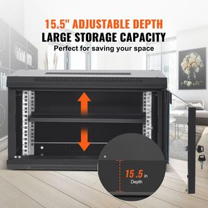 Armadio Rack Server di Rete a Parete 6U con Profondità 15.5FT, Capacità di Carico Massima 200 Libbre, Contenitore 32U - Product Image 2