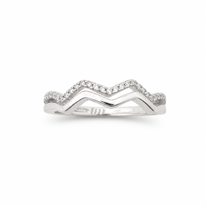 Women's Geometric Diamond Eternity Band <b>Ring</b> Rhodium Plated 925 <b>Silver</b> Pave Setting Modern Engagement Style - Product Image 1