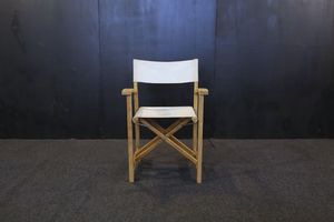 Silla de Director de Madera de Teca con Tela para Exteriores, Plegable, Respaldo Recto, Brazos Rectos, Diseño Minimalista, Modelo CHA18 - Product Image 2
