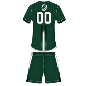 Ensemble de rugby vert foncé et blanc, maillot à manches courtes avec fermeture éclair sur le devant, short assorti, respirant, uniforme de sport pour l'entraînement en équipe - Product Image 2