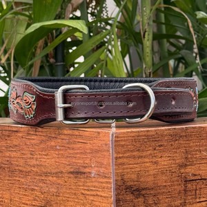 ปลอกคอสุนัขประดับลูกปัดสำหรับงานหนักทำจากหนังแบบใช้มือพร้อมหัวเข็มขัดโลหะแบบปลดเร็วปลอกคอสัตว์เลี้ยงบุนวมปรับได้หรูหราทนทานสำหรับงานหนัก - Product Image 5