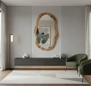 Premium Natural Wood Framed Wall <b>Mirror</b> for Home Use - Product Image 1