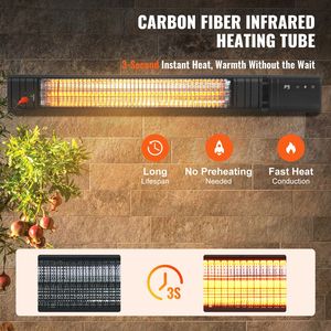 Calentador Eléctrico Infrarrojo para Patio de 1500W con Control Remoto, Calentador Exterior de Carbono con 9 Velocidades, Temporizador de 24h, Calentador Infrarrojo de 1500W - Product Image 2