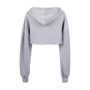 Wholesale Stylish Womens Crop Top Hoodies With Perfect Cutting Trending Fashion For Winter Season Hooded Knitted Fabric - Product Image 2