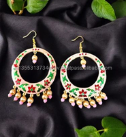 Boucles d'oreilles Jhumka indiennes Meenakari pour femmes, modernes, faites à la main, en métal, pour les fêtes, Diwali, fête des mères, cadeaux de fête, bijoux pour demoiselles d'honneur