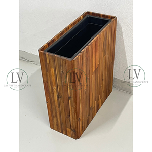 Jardinière en bois d'acacia de qualité supérieure en gros, pot de fleurs en bois écologique avec doublure en plastique, décoration en bois massif du Vietnam - Product Image 5