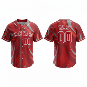 Camiseta de Béisbol Personalizada de Alta Calidad, Transpirable, de Secado Rápido, 100% Poliéster, Sublimación, Impresión por Transferencia de Calor, Cuello en V, Manga Corta - Product Image 4