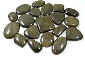 Lote al por mayor de gemas de obsidiana dorada natural de formas mixtas, cabujones sueltos para joyería de plata - Product Image 1