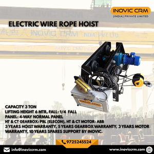 Inovic 3 Ton <b>Wire</b> Rope Hoist 6m Lift Metal Construction Remote <b>Control</b> IP55 Protection 3-Year Warranty Industrial EOT Crane - Product Image 3