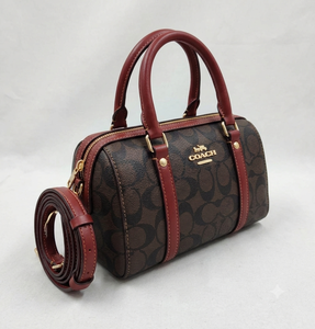 Bolso de Mano Clásico con Estampado Monograma y Detalles en PU Marrón, Correa Desmontable, Asas Dobles, Cierre con Cremallera Superior, Elegante Bolso Tipo Satchel - Product Image 3