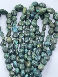 Cuentas de Turquesa Tibetana Natural Facetadas Ovaladas de 13-20 mm, Hilo de 14 Pulgadas para la Fabricación de Joyas - Product Image 3