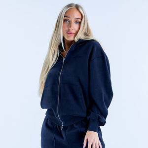 Women Winter <b>Hoodie</b> Streetwear Oversized Zip Printed Custom Front Casual Urban Fashion <b>Fleece</b> 100% Cotton <b>Lined</b> 220g Wholesale - Product Image 1