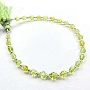 100% Natural <b>Peridot</b> Faceted Teardrop Shape Center Drill Gemstone Beads 5-6 MM Approx. Olive Green 8 Inch Strand Jewelry Making - Product Image 1