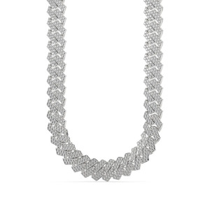 Chaîne cubaine micro-pavée en or blanc 18 carats avec diamants Moissanite taille ronde Ice Out, clarté VVS, bijoux Hip Hop, cadeau d'anniversaire pour homme - Product Image 1