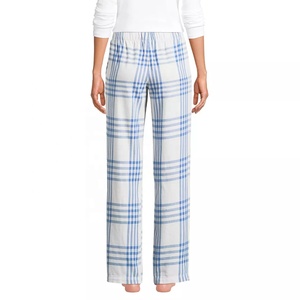 Pantalones de Pijama de Franela con Estampado a Cuadros Azul Claro para Mujer, Tendencia Actual, Tallas Grandes, Suaves, Transpirables, de Color Claro, con Cintura Elástica - Product Image 3