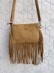 Bolso de mano de cuero de ante occidental con flecos, bolso bandolera de color turquesa con piedras, estilo gitano bohemio, de piel con pelo, hecho a mano, multiusos - Product Image 3