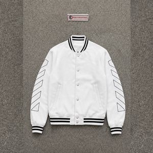 HIGH QUALITY <b>WHITE</b> VARSITY <b>JACKET</b> Button Closure Casual Autumn Wear MODERN STREET STYLE COMFORT FIT VARSITY CLASSIC SPORTS BUTTO - Product Image 5