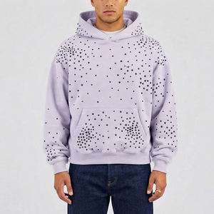 Sudadera con Capucha de Lujo con Pedrería, Unisex, de Algodón Grueso, Estilo Urbano Holgado, con Gráficos de Cristales y Etiquetas Personalizadas, Ropa al por Mayor - Product Image 1