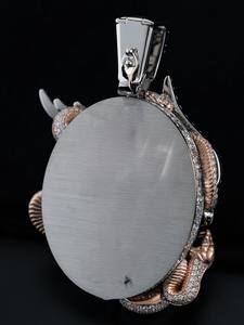 Pendentif personnalisé en argent 925 plaqué rhodium 3D, motif animal, visage de loup, avec moissanite - Product Image 5