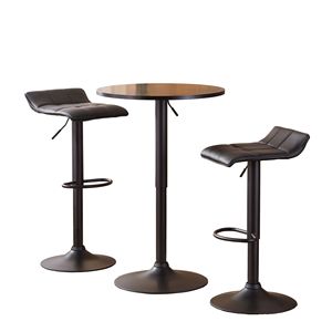 Belham <b>Adjustable</b> Height <b>Bar</b> Table and 2 Swivel <b>Stools</b> Round Top and Black Bonded Leather Black <b>Bar</b> Furniture Sets - Product Image 6
