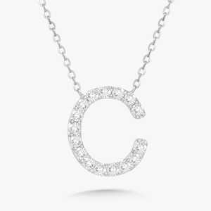 Collares con Dije Inicial de Oro Sólido de 14k, con Diamante Cultivado en Laboratorio, Cierre de Langosta, Letra del Alfabeto Personalizada, Solitario, para Uso Diario - Product Image 6