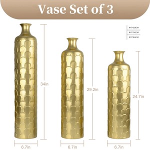 Ensemble de vases de table en aluminium moulé martelé, design de luxe, fait main, avec grands vases à fleurs décoratifs, décoration de maison haut de gamme - Product Image 3