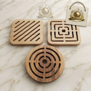 Wooden <b>Trivet</b> Set Round Slatted Hot Pot Holder Heat Resistant <b>Kitchen</b> Table Mat Natural Wood <b>Trivets</b> For Dining Table - Product Image 2