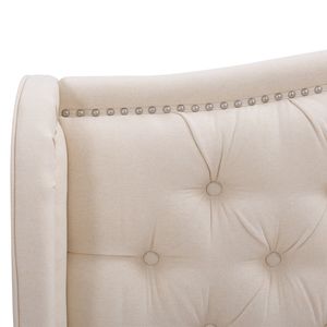 Set letto imbottito Marcella Queen Size con testiera a baldacchino in poliestere beige neutro cielo - Product Image 6
