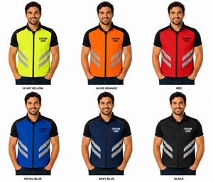เสื้อกั๊กนิรภัยสะท้อนแสง OEM ผ้าโพลีเอสเตอร์แบบนิ่ม สกรีนโลโก้ได้ มองเห็นได้ชัดเจน แขนสั้น ซิป สำหรับงานก่อสร้าง โลจิสติกส์ - Product Image 6