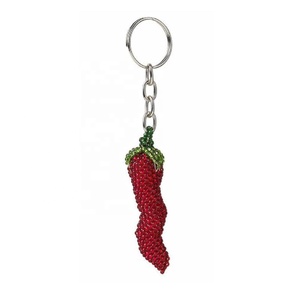 Glass Beads Chili Pepper Keychain Bag Charm Hold to Keys or Bag Charm Key Chains for Bag Purse <b>Backpacks</b> for Girls Accessory - Product Image 1