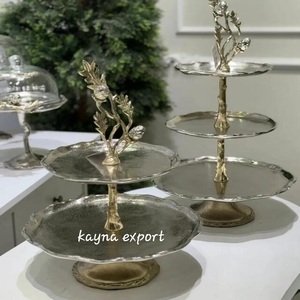 New Olive Collection Handmade Metal 3-<b>Tier</b> <b>Cake</b> <b>Stand</b> With Leaf Design Multi-Layer Food Display <b>Stand</b> Decorative - Product Image 2