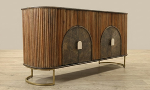 Buffet modulaire multifonctionnel en bois de manguier massif, style industriel, 4 portes, écologique, pour la maison, le bureau, la chambre à coucher, la salle à manger - Product Image 3