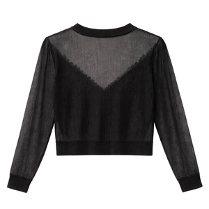 Cárdigan de punto transparente para mujer, estilo Eden, ligero, con botones al frente, semitransparente, manga larga, para verano, estilo superpuesto, ajuste ceñido - Product Image 2