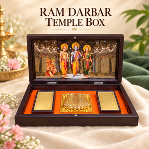 Boîte de temple Ram Darbar avec les figurines du Seigneur Rama, Sita, Lakshman et Hanuman |   Boîte cadeau en bois classique de qualité supérieure pour la prière, Charan Paduka, décoration de la maison - Product Image 3